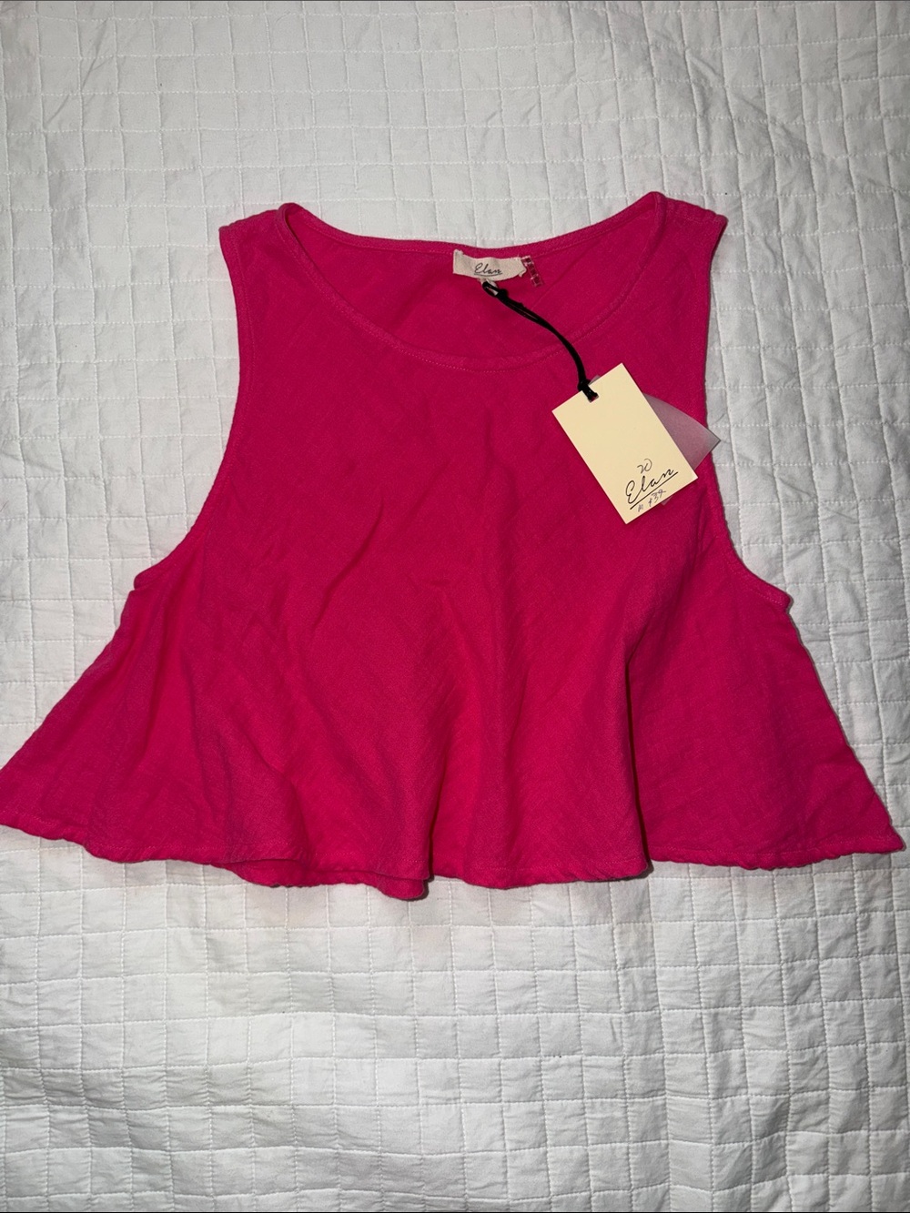 Elan Fuchsia Flared Crop Tank